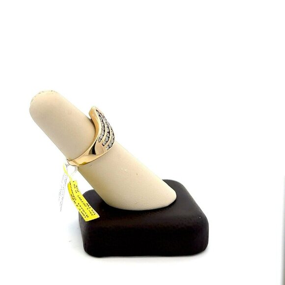 10K Yellow Gold & 1ctw (35 diamonds) Diamond 3 Row Channel Set Size 7.25 Ring - Picture 5 of 6